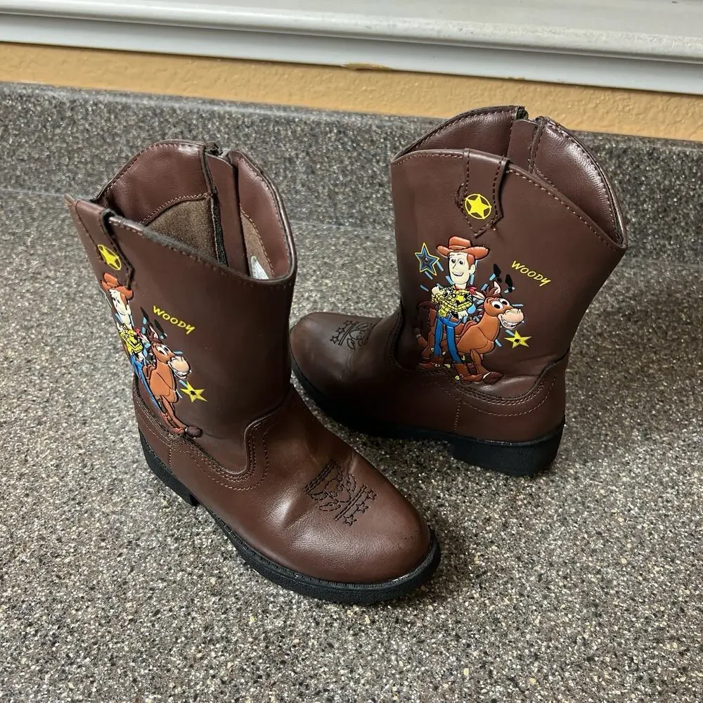 Disney Toy Story Woody Cowboy Boot Little Kid Toddler 10 Brown Western Synthetic